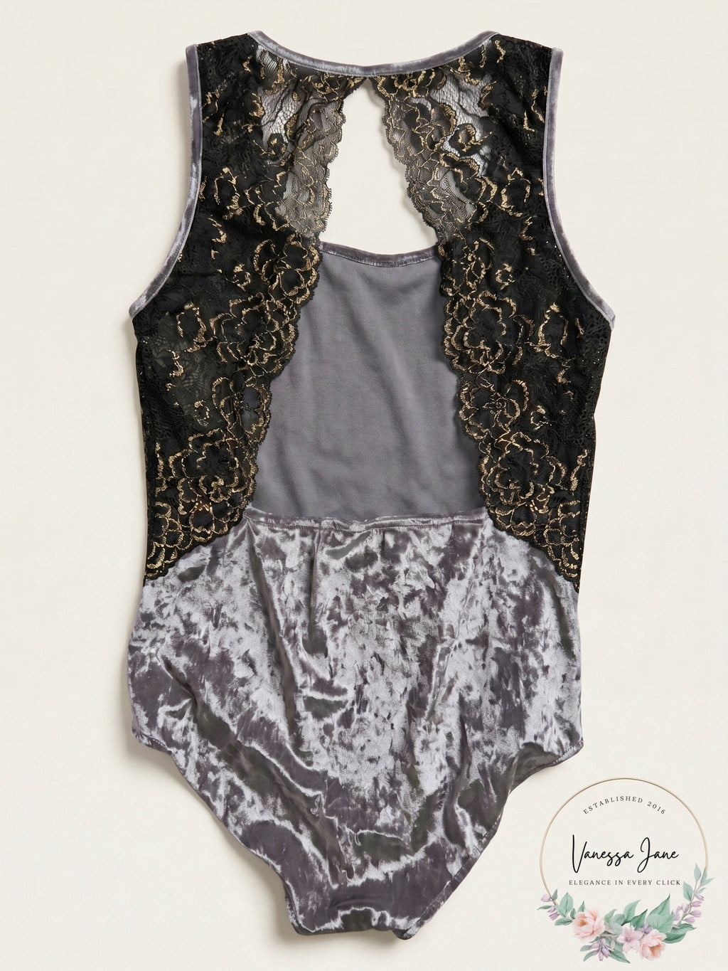 I.N.C. Women?s Velvet and Lace Bodysuit, Size Medium