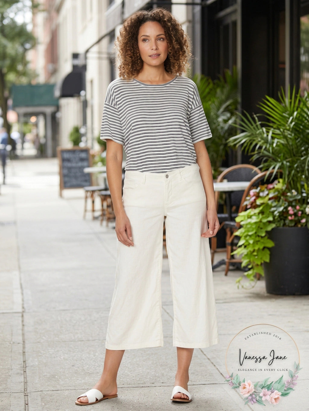 NYDJ Linen Blend Crop Wide Leg Pants
