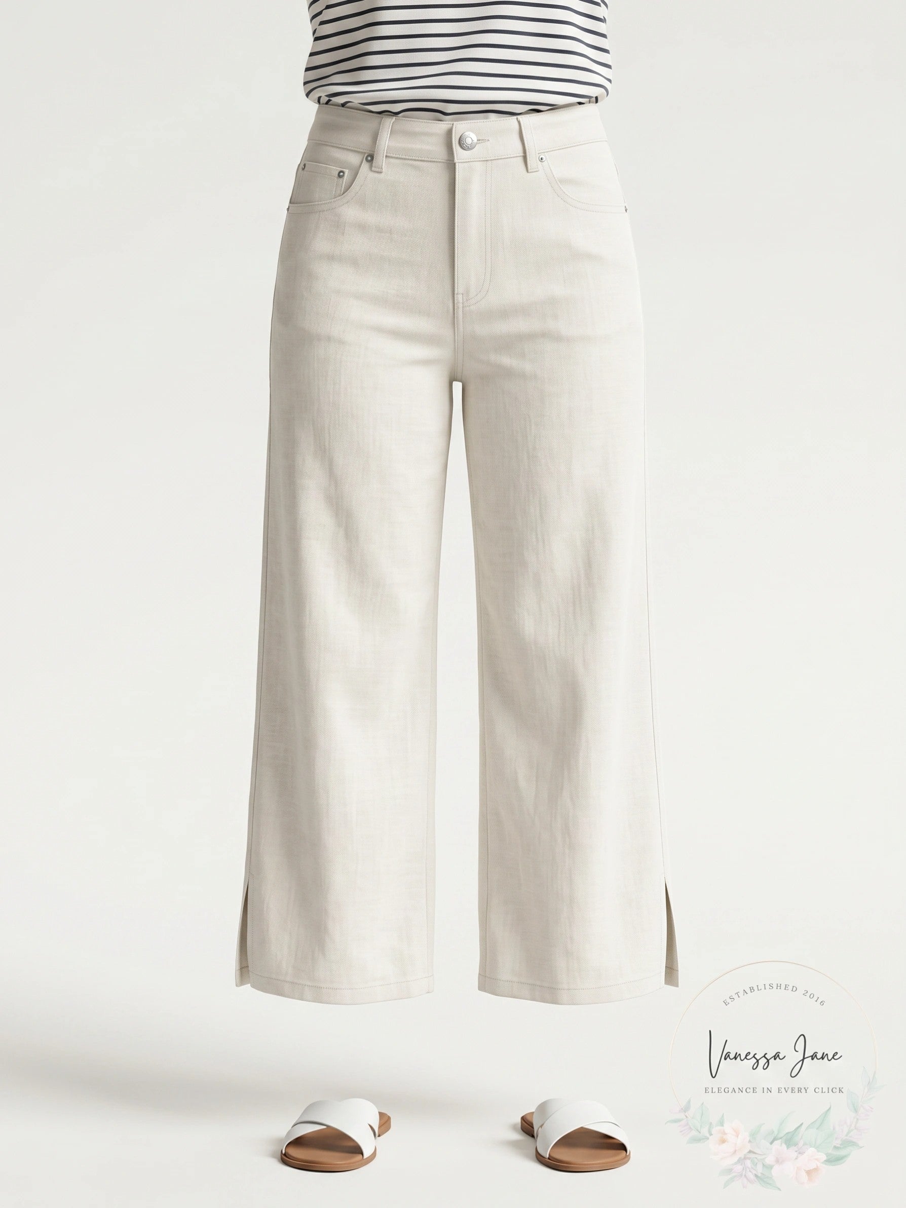 NYDJ Linen Blend Crop Wide Leg Pants