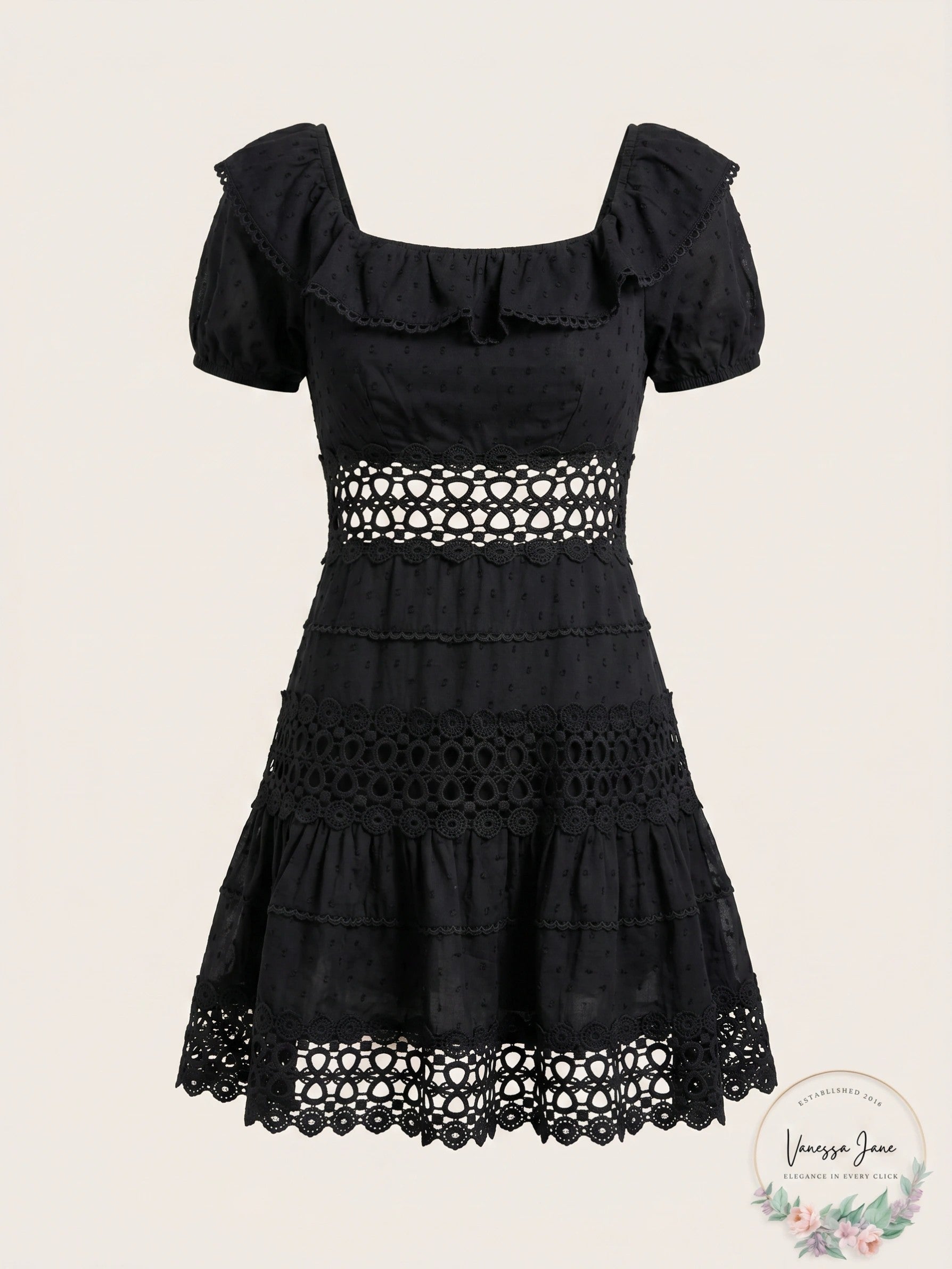 Free People Womens Cruel Intentions Crochet-Lace Mini Dress, Black, Size 2