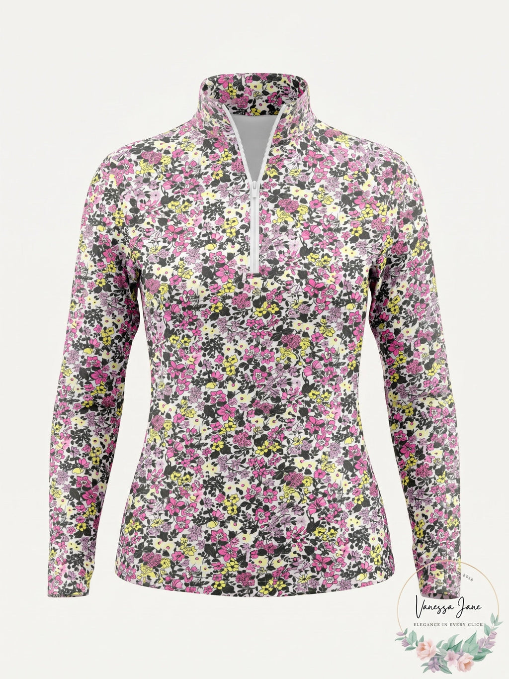 Lands End Womens Long Sleeve Quarter Zip UPF 50 Rash Guard X-Small