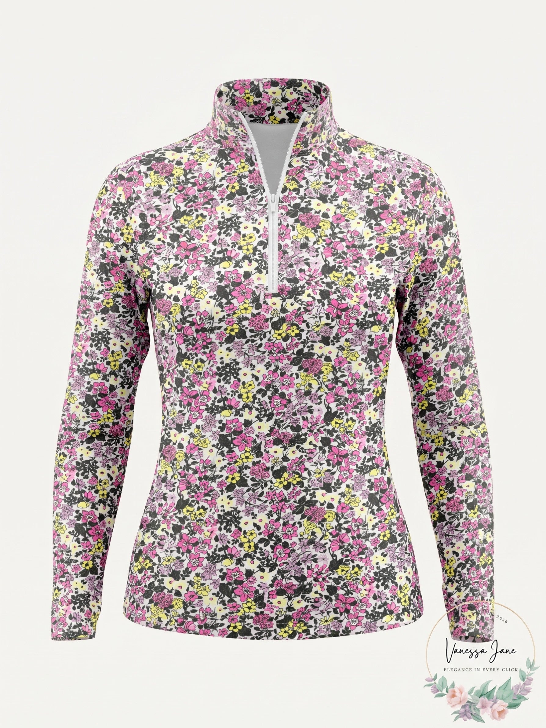 Lands End Womens Long Sleeve Quarter Zip UPF 50 Rash Guard X-Small