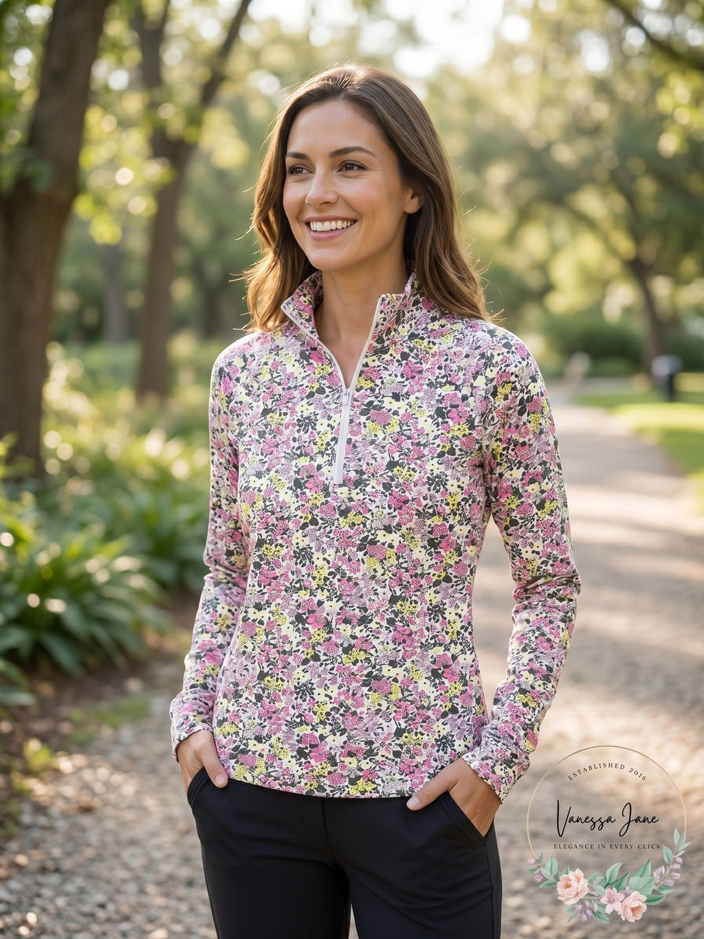 Lands End Womens Long Sleeve Quarter Zip UPF 50 Rash Guard X-Small