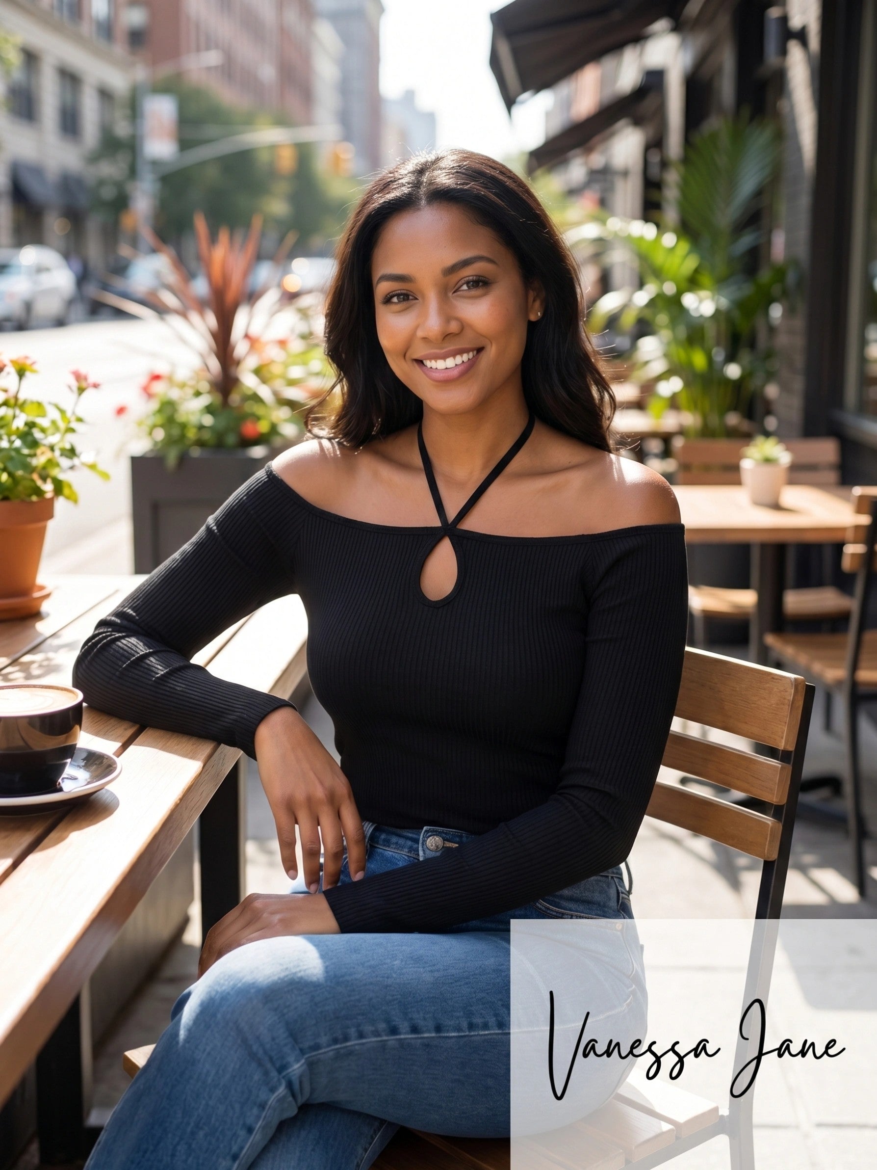 Aqua Off-the-Shoulder Halter Top