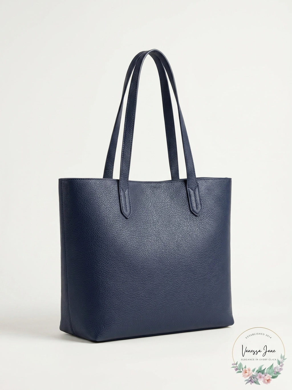 Lauren Cecchi New York Leather Tote Navy Silver