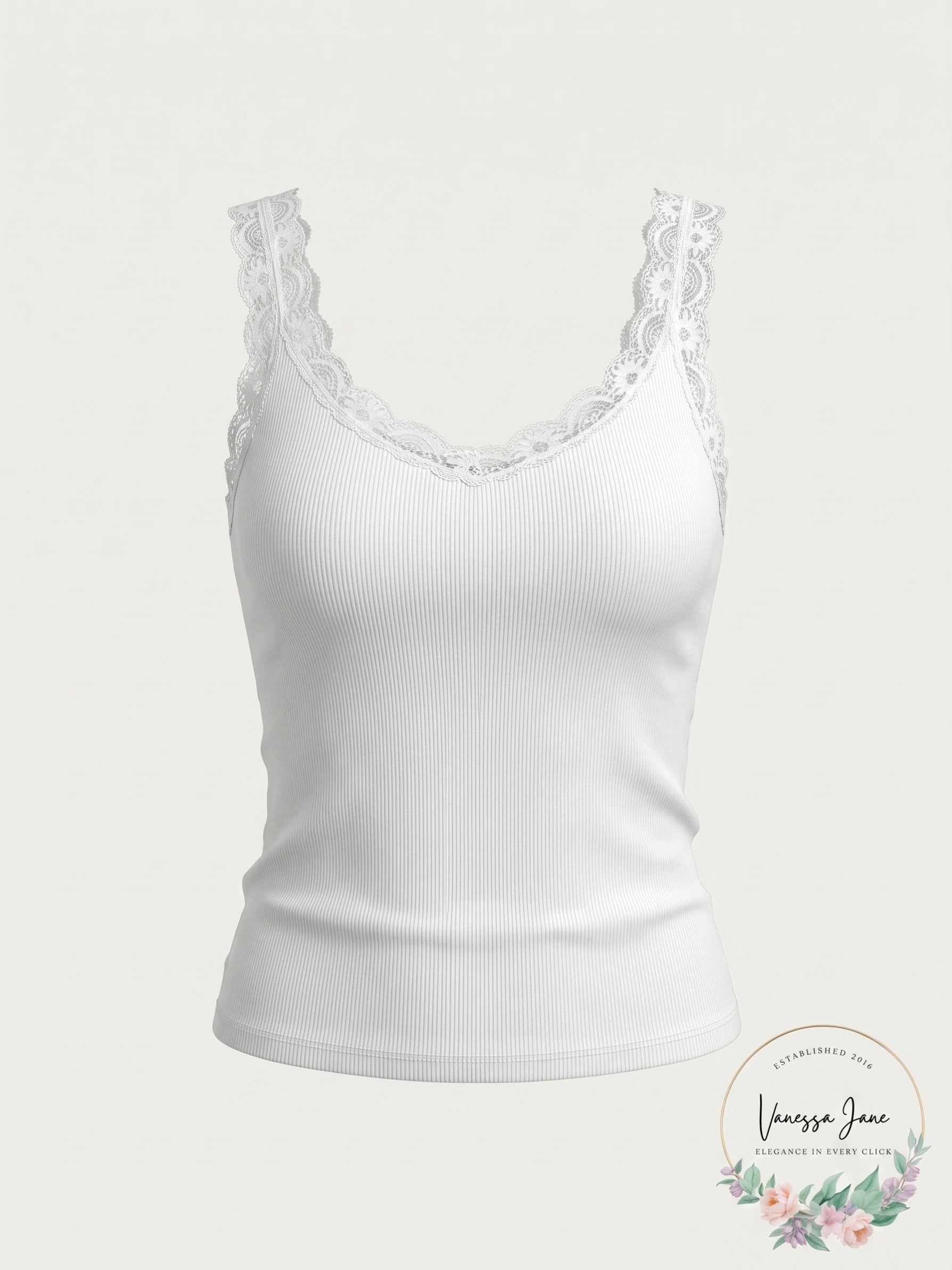 Aqua Knit Lace Trim Camisole Top, Size Large