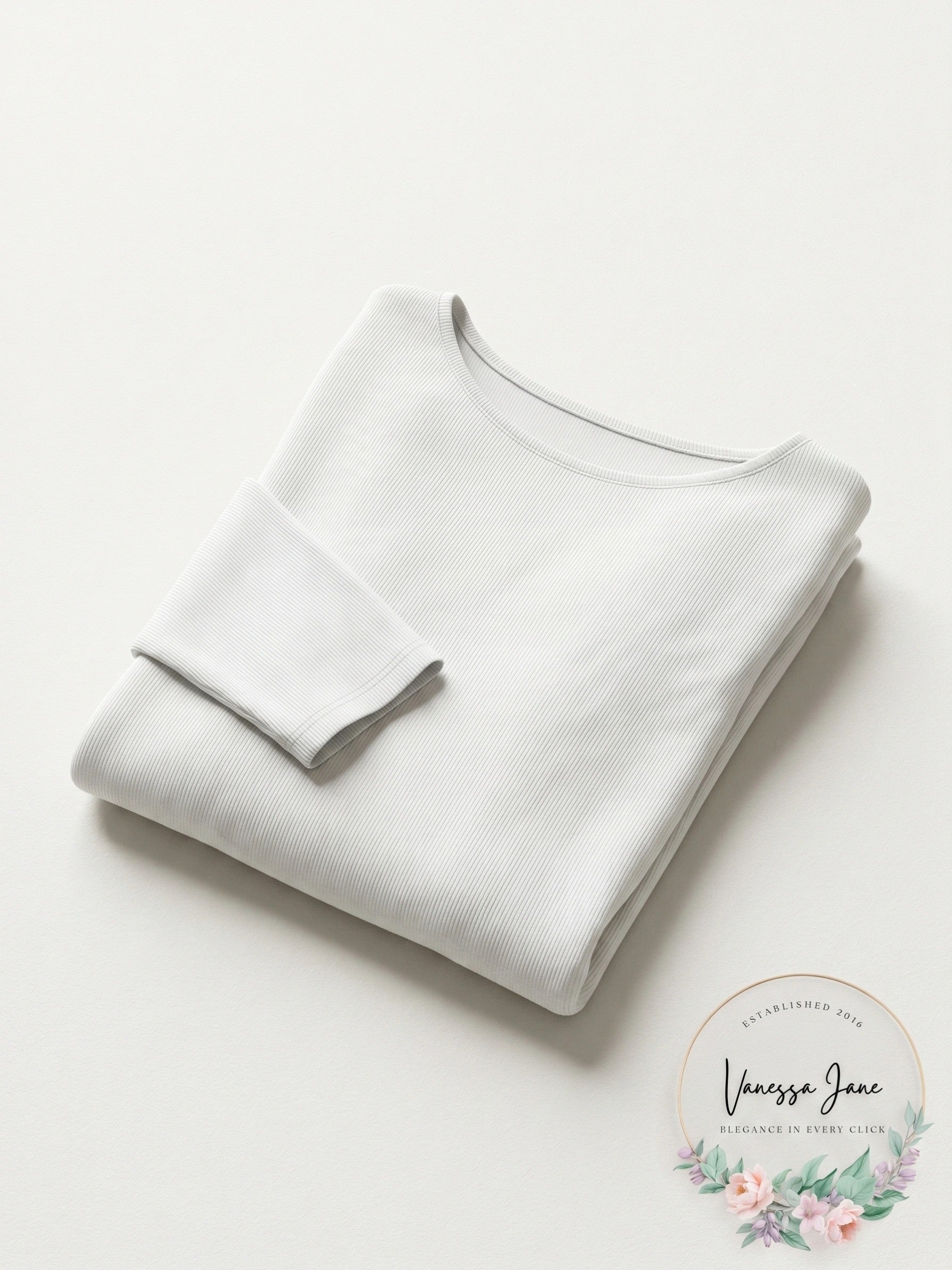 Jenni Rib-Knit Long Sleeve Sleep Crop Top Size -Off White- Medium