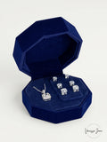 RH Macys Cubic Zirconia Square Pendant Necklace and 3-PC. Stud Earrings