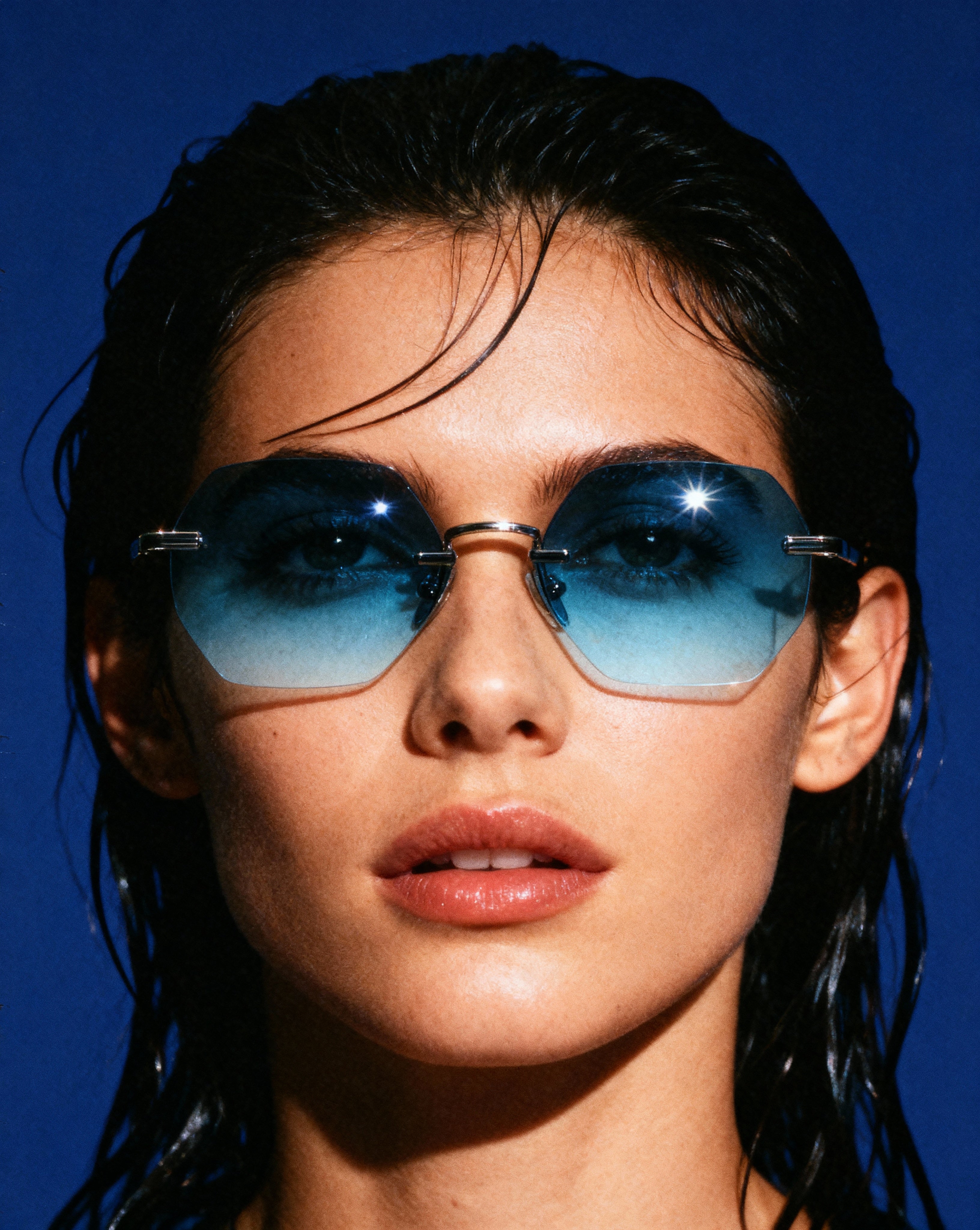 Martin 51mm Rimless Sunglasses | Blue