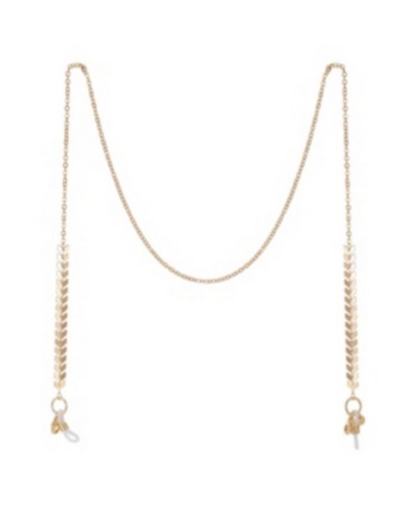 Unwritten Gold Flash Plated Leaf Design 27in Glasses or Face Mask Chain