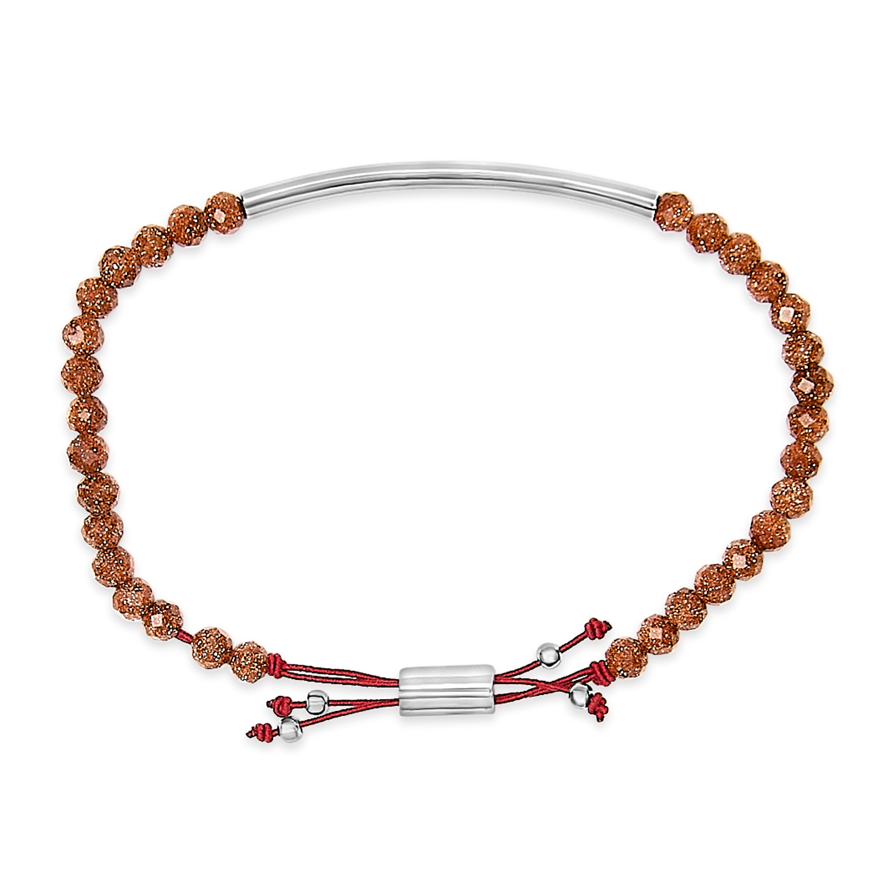 Sterling Silver Sand Bead Station Bracelet Bolo