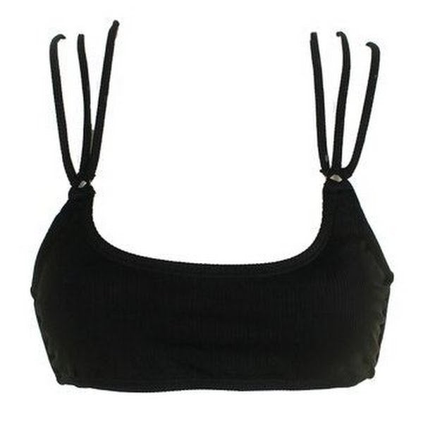 California Waves Juniors Black Ribbed Bralette Bikini Top