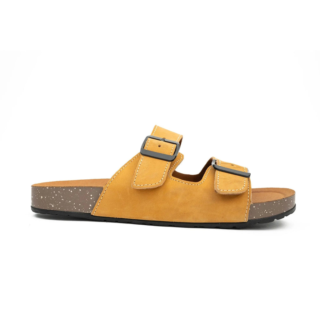 Yellow Buckle Slide Sandals
