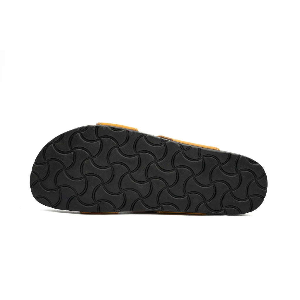 Yellow Double - Strap Slide Sandals