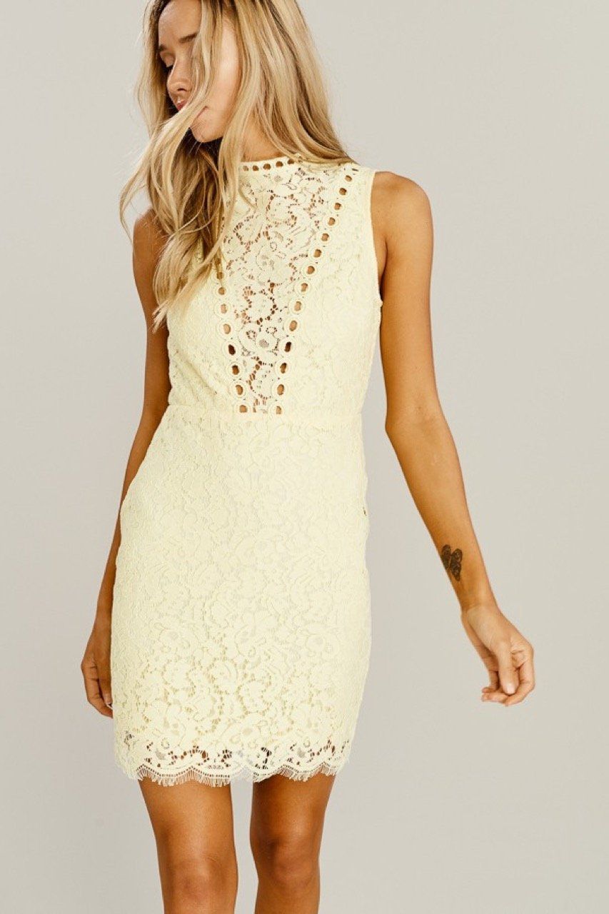 Yellow Crochet Lace Dress