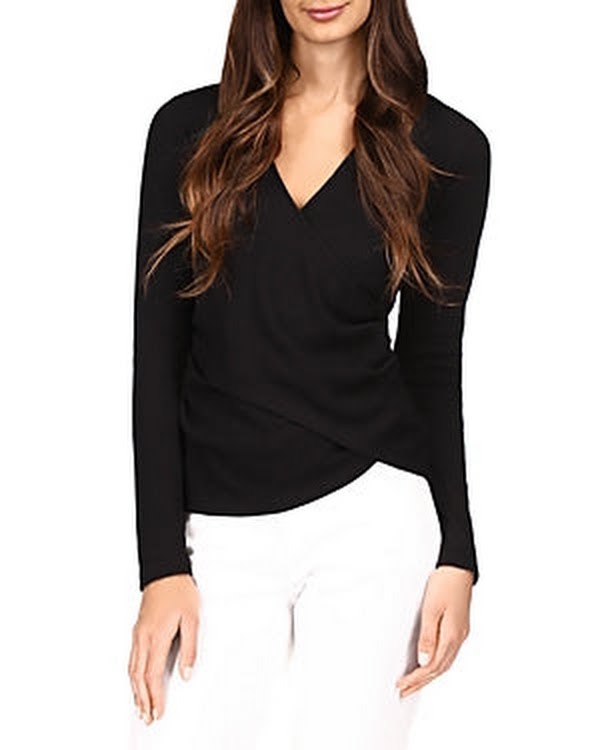 Michael Michael Kors Waffle Knit Wrap Front Top, Size Medium