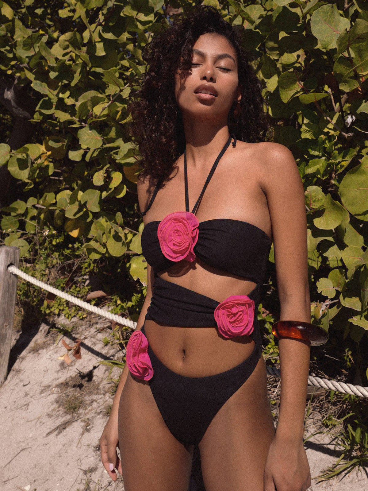 New Women's 3D Floral One-Piece Bikini Swimwear