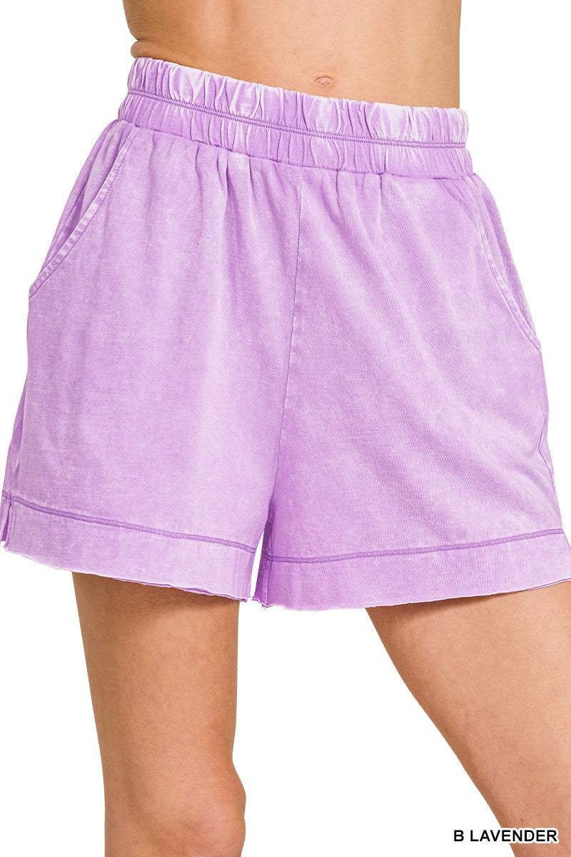 Zenana Acid Washed Oversized Top & Shorts Set