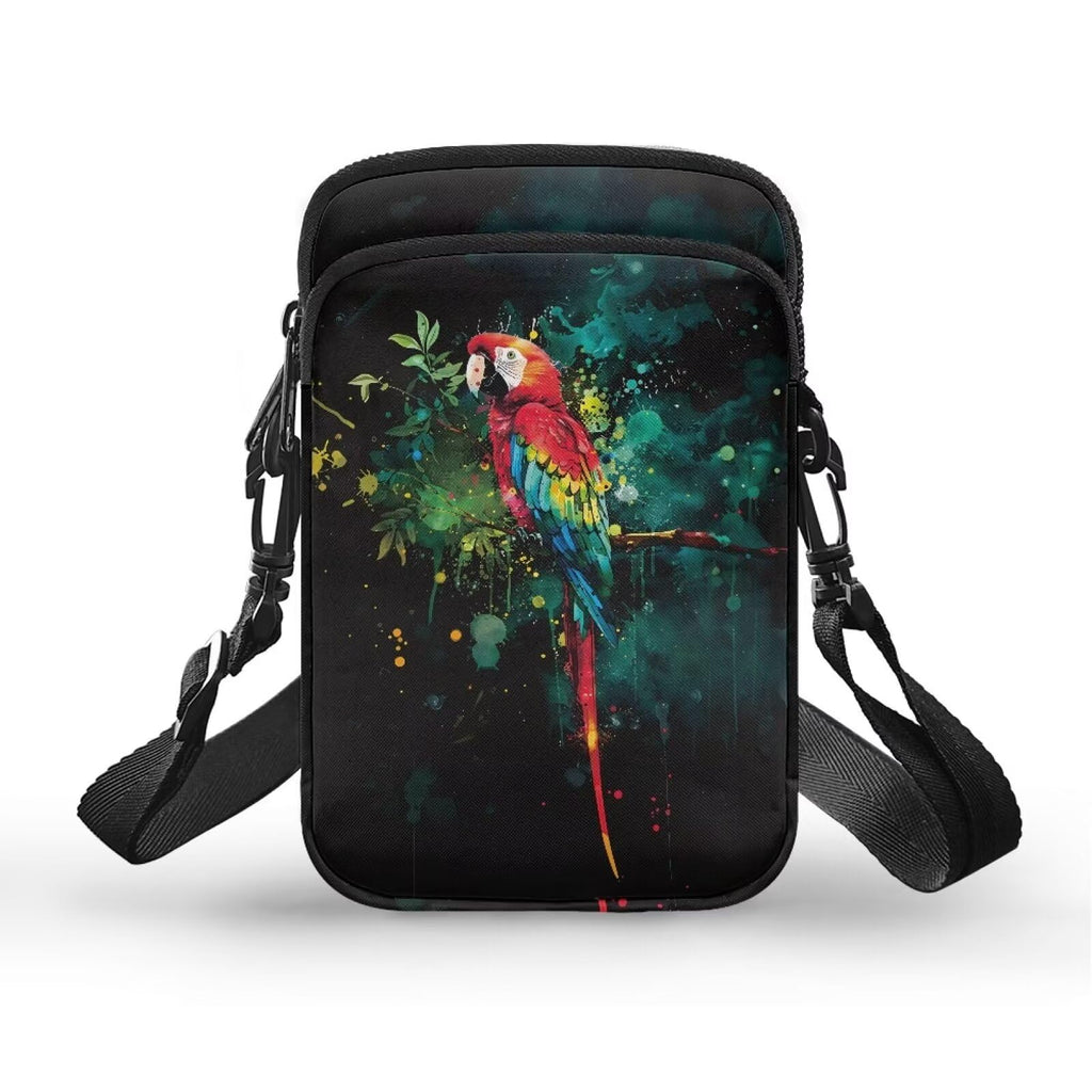 TODIYADDU Small Crossbody Cell Phone Purse for Women Men Parrot Phone Pouch Purse Trendy Cell Phone Shoulder Handbag Wallet Card Holder Portable Over Shoulder Purse Crossbody for Friends-1