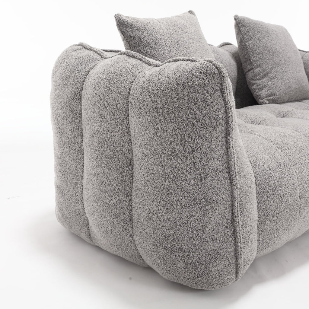 Cozy Beanbag Chair with High Resilience Foam Core for Two - Grey Chenille, 66x35x25 inches