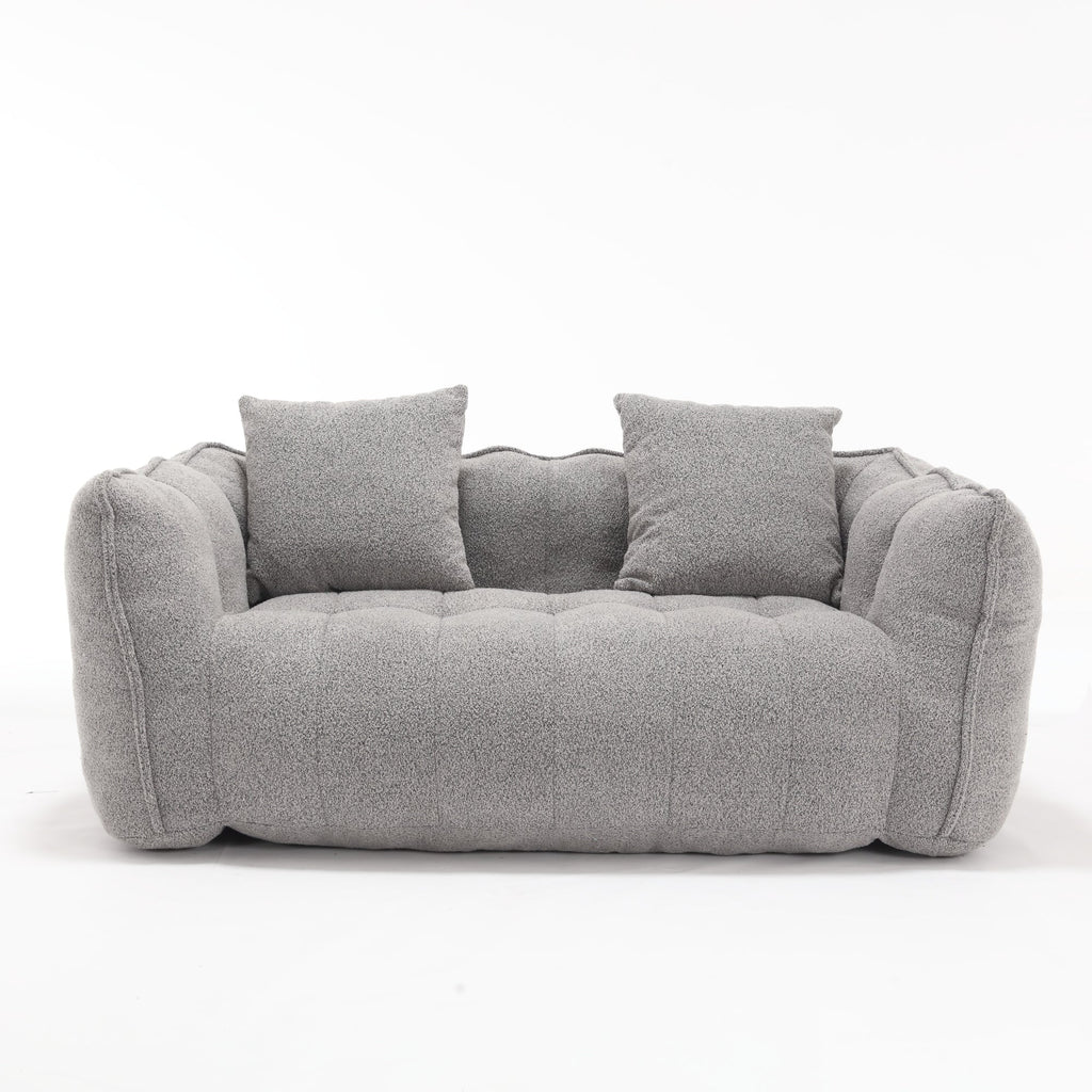 Cozy Beanbag Chair with High Resilience Foam Core for Two - Grey Chenille, 66x35x25 inches