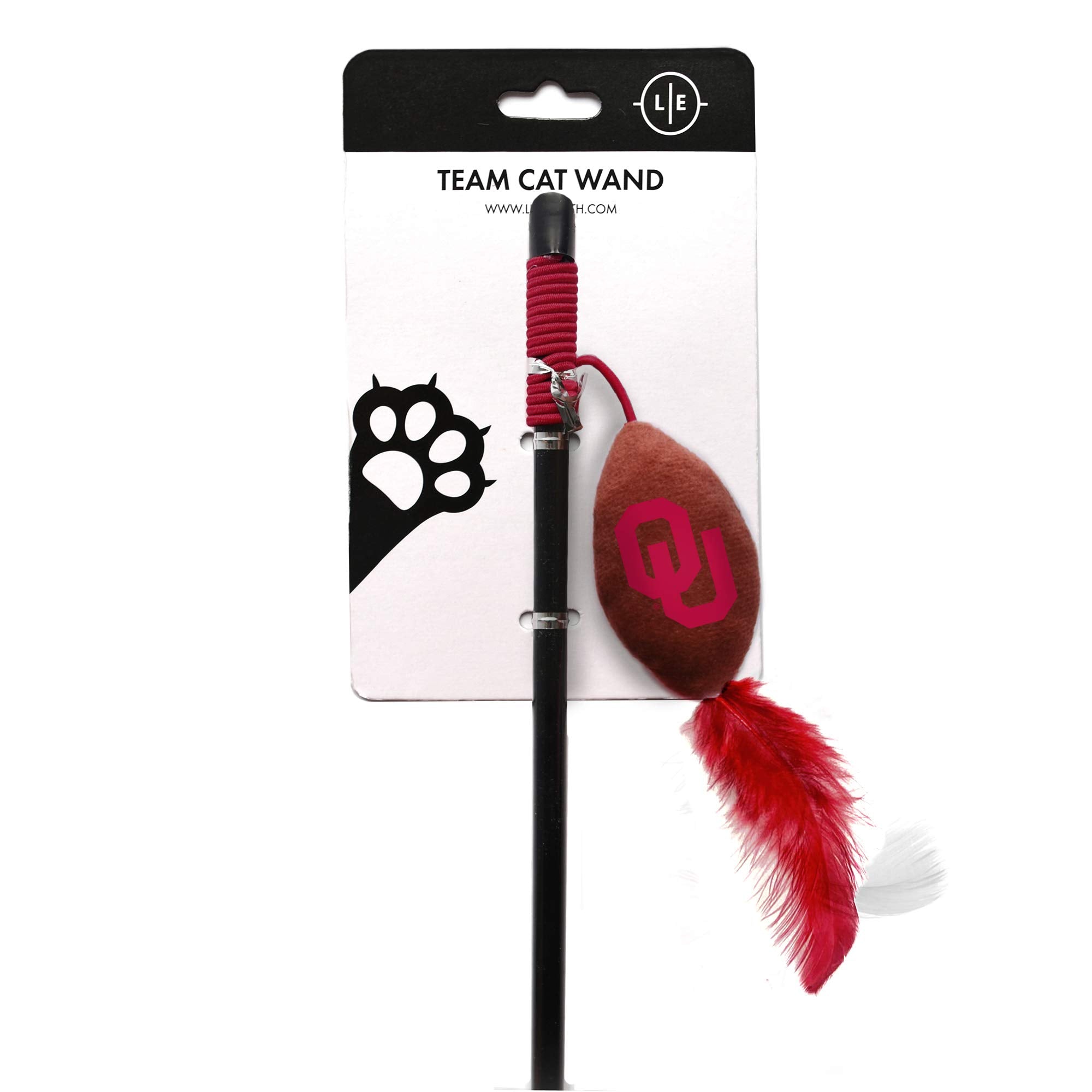 Littlearth Unisex-Adult NCAA Oklahoma Sooners Cat Wand Pet Toy Black Wand: 18.25"