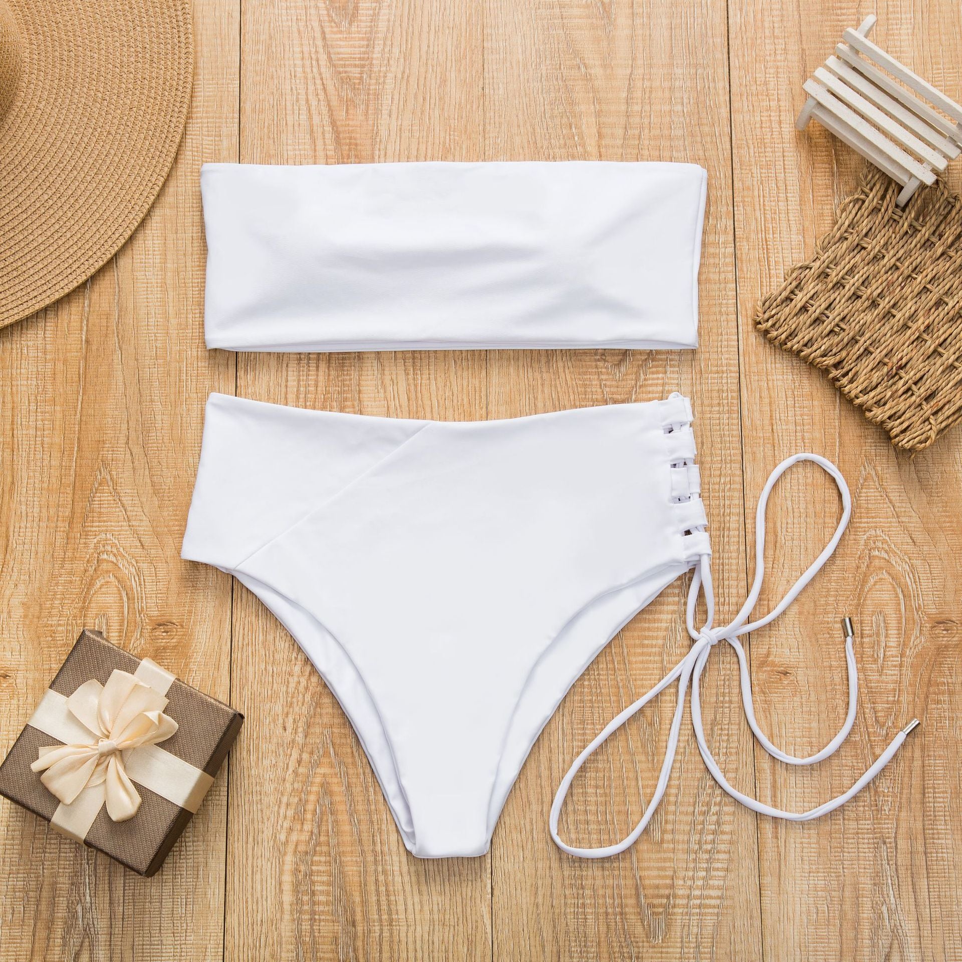 2019 New Style High Waist Strapless Bikini Swimsuit