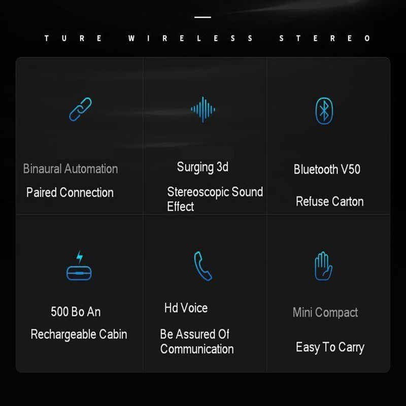 5.0 TWS Sports Bluetooth Earbuds with Charging Case