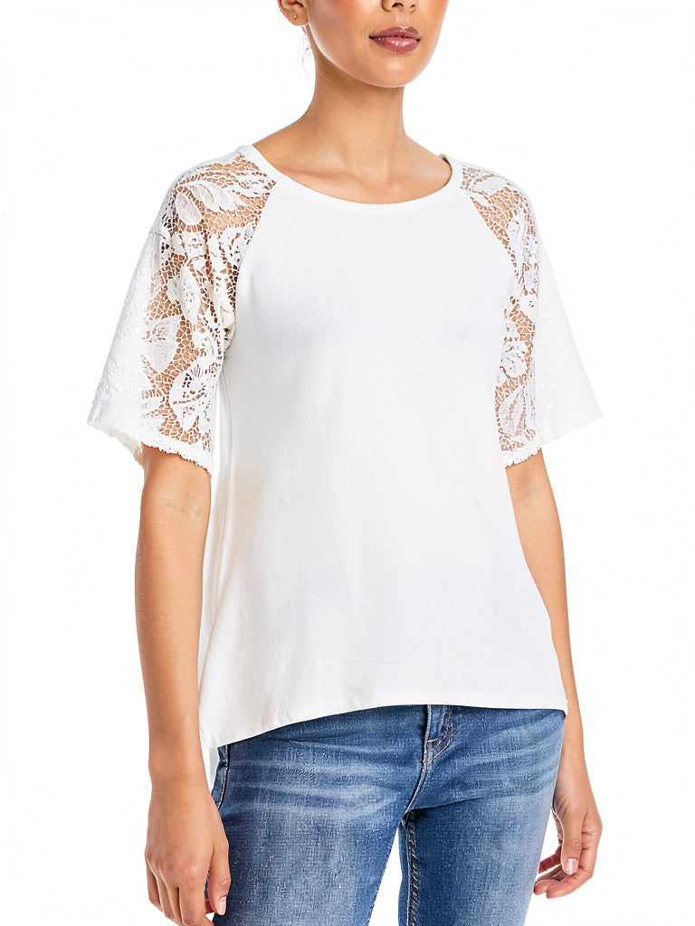 Kim and Cami Swing Lace Short Sleeve Tee, Size Small