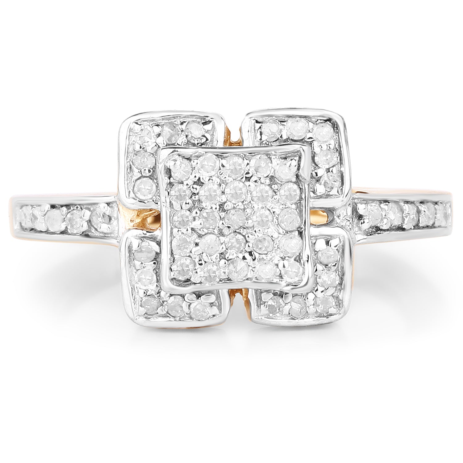 14K Yellow Gold Plated 0.24 Carat Genuine White Diamond .925 Sterling Silver Ring