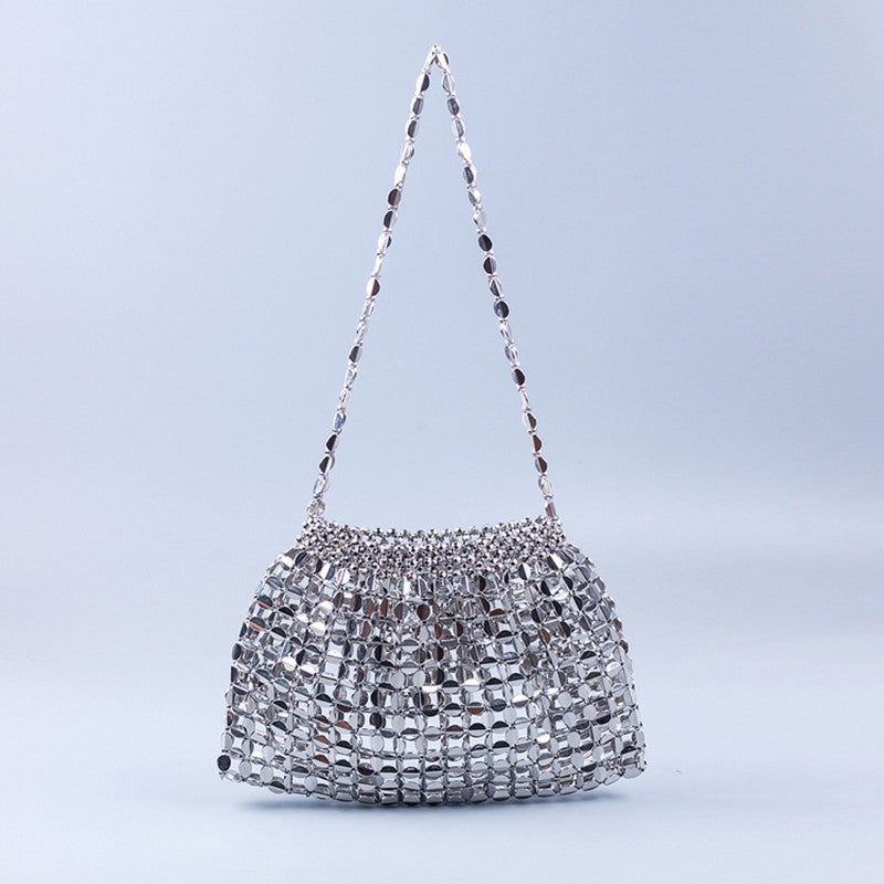 Luxury Designer Silver Metal Evening Clutch Bag