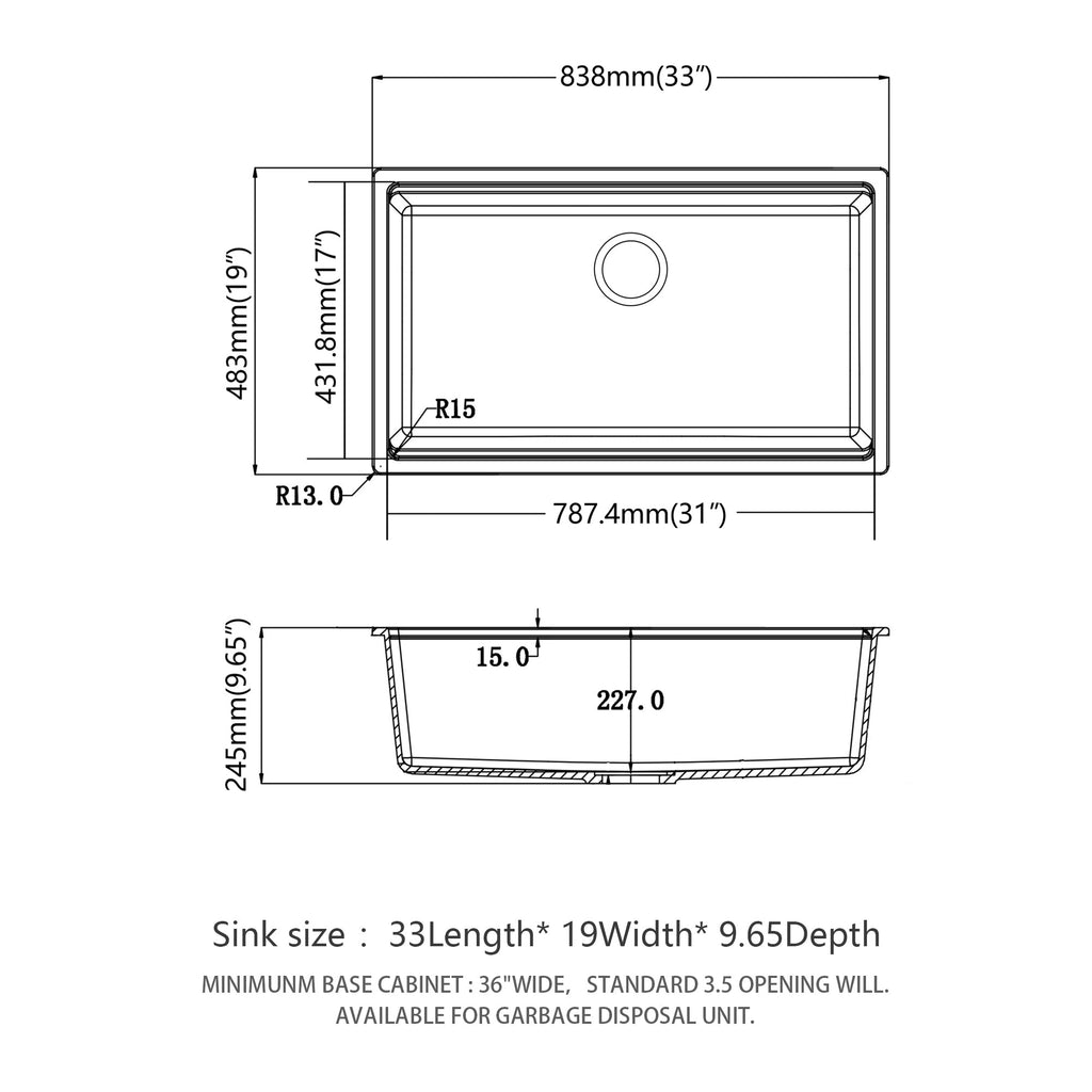 Quartz Kitchen Sink - 33' x 19' White Granite Composite Workstation Undermount Kitchen Sink