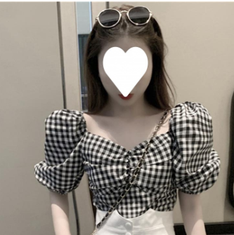 Summer Korean Style Bow Tie Puff Sleeve Outfit Set