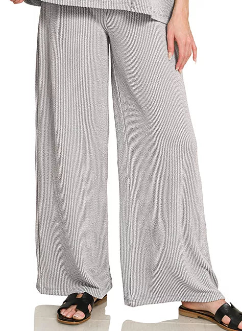 Zenana Raised Rib Relaxed Top & Pants Set