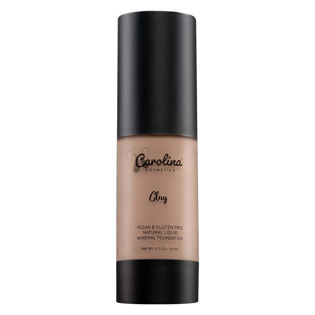 Carolina Cosmetics - Plant-Based Foundation in Clay Shade - Hydrating Pore-Minimizing & Buildable Coverage - Vegan Non-GMO Gluten-Free Paraben-Free - Sun Protection - 1Fl Oz