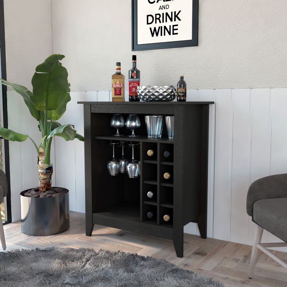 6-Bottle 1-Drawer 1-Shelf Bar Cabinet Wenge