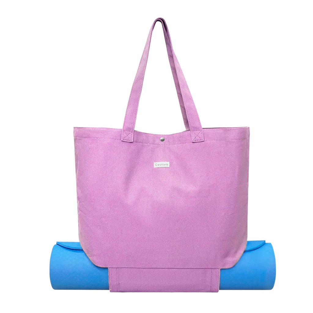 Yoga Bags for Women Canvas Yoga Mats Bags Carrier Pocket Carryall Shoulder Bag for OfficeWorkoutPilatesTravelBeach and Gym (Purple)