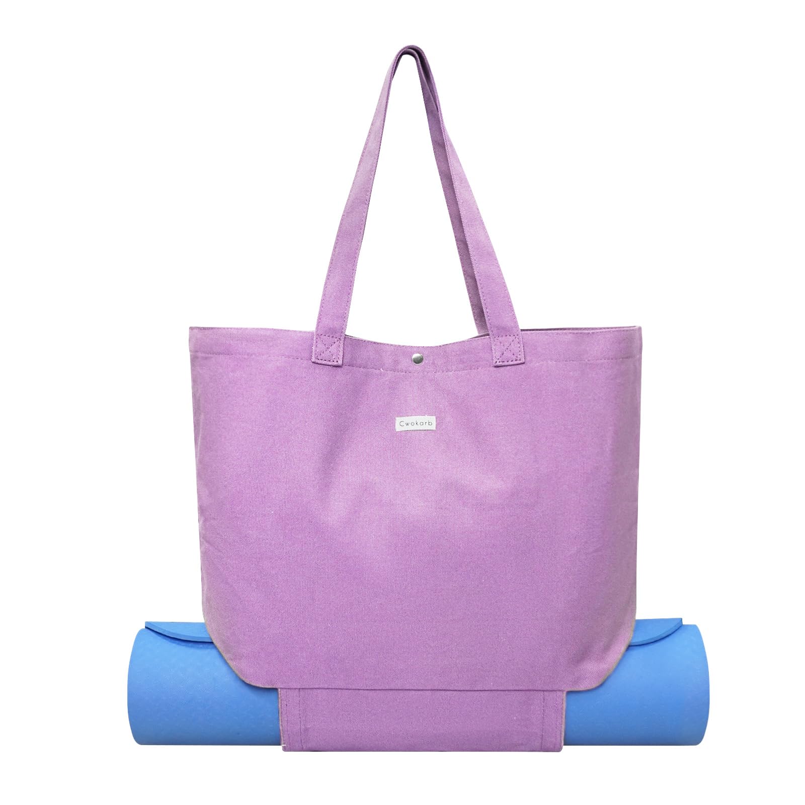 Yoga Bags for Women Canvas Yoga Mats Bags Carrier Pocket Carryall Shoulder Bag for OfficeWorkoutPilatesTravelBeach and Gym (Purple)