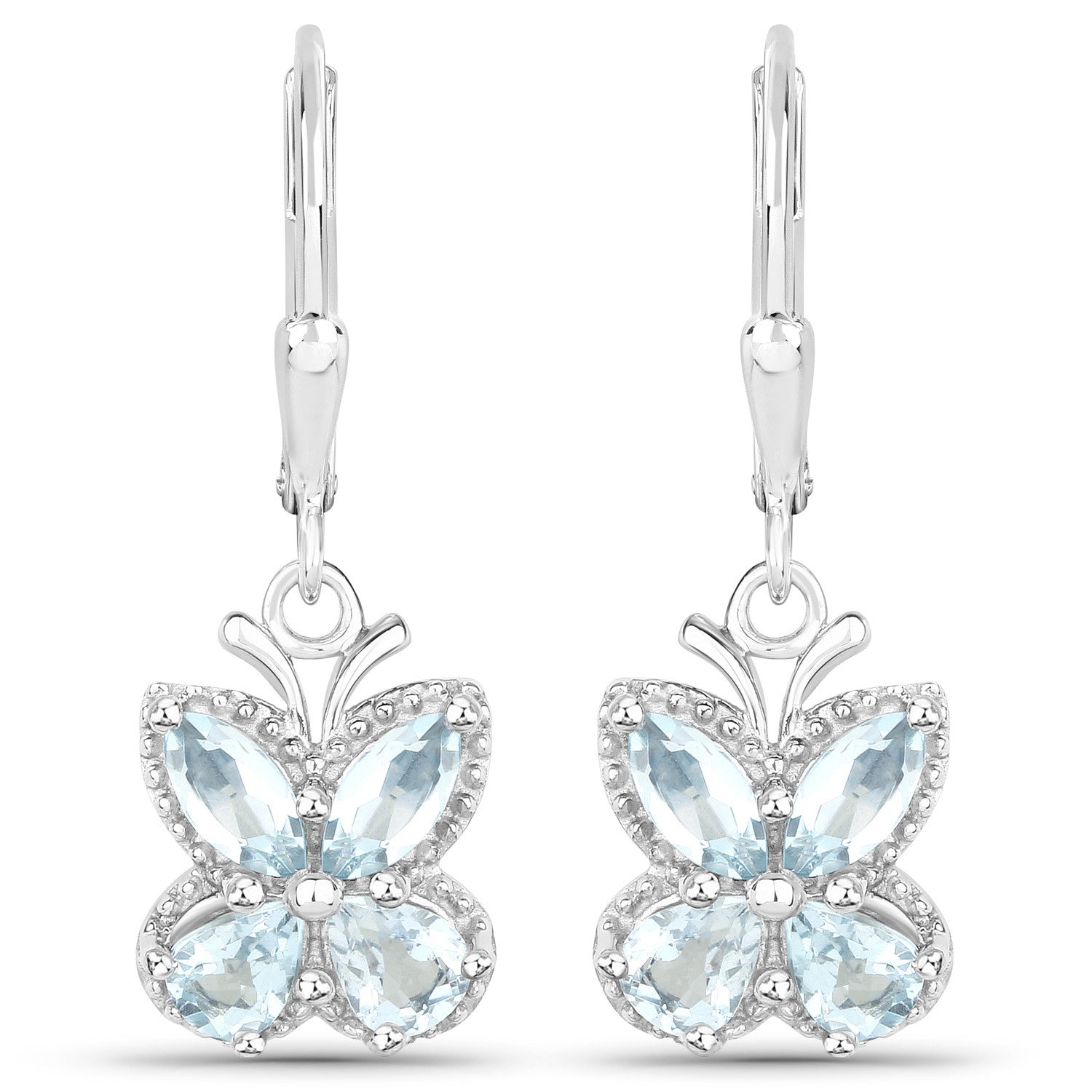 1.76 Carat Genuine Aquamarine .925 Sterling Silver Earrings