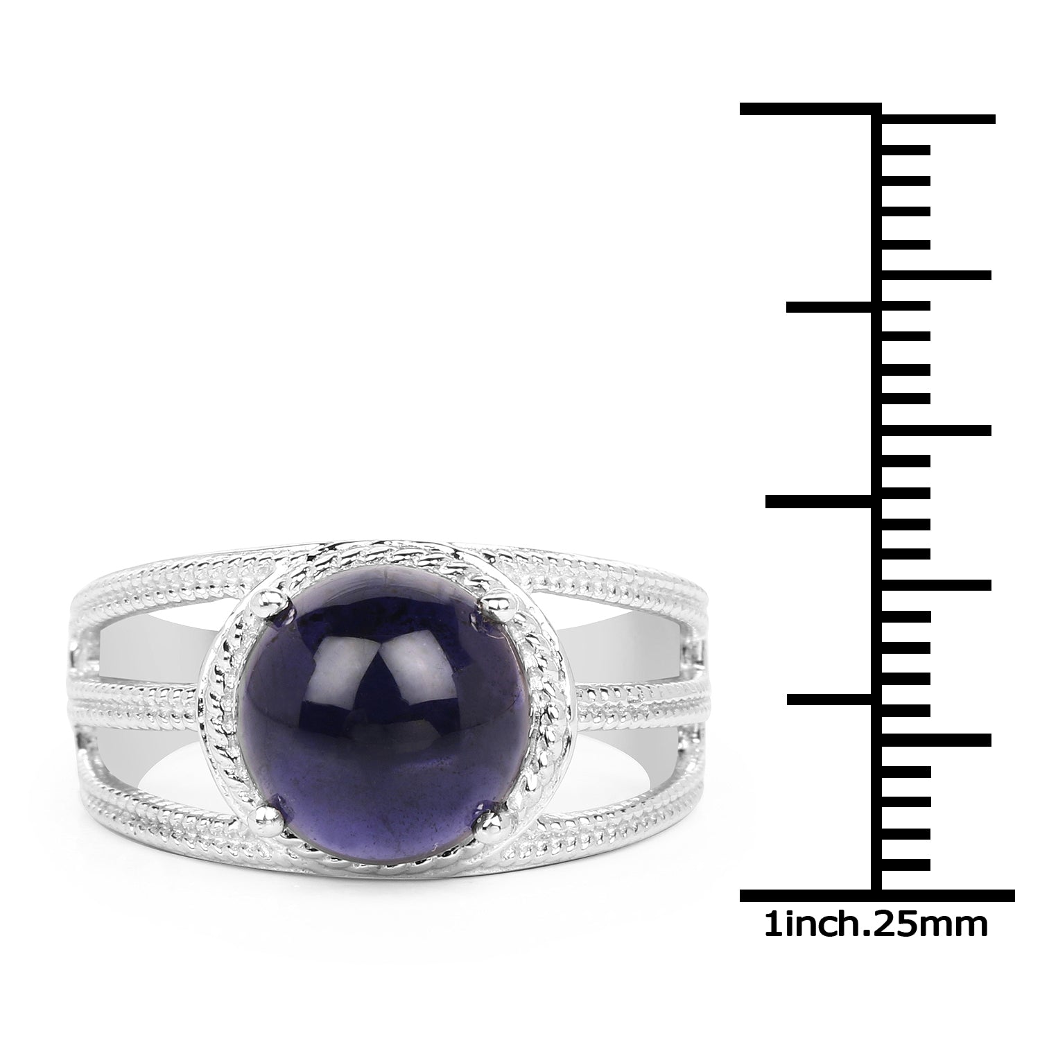 3.65 Carat Genuine Iolite .925 Sterling Silver Ring