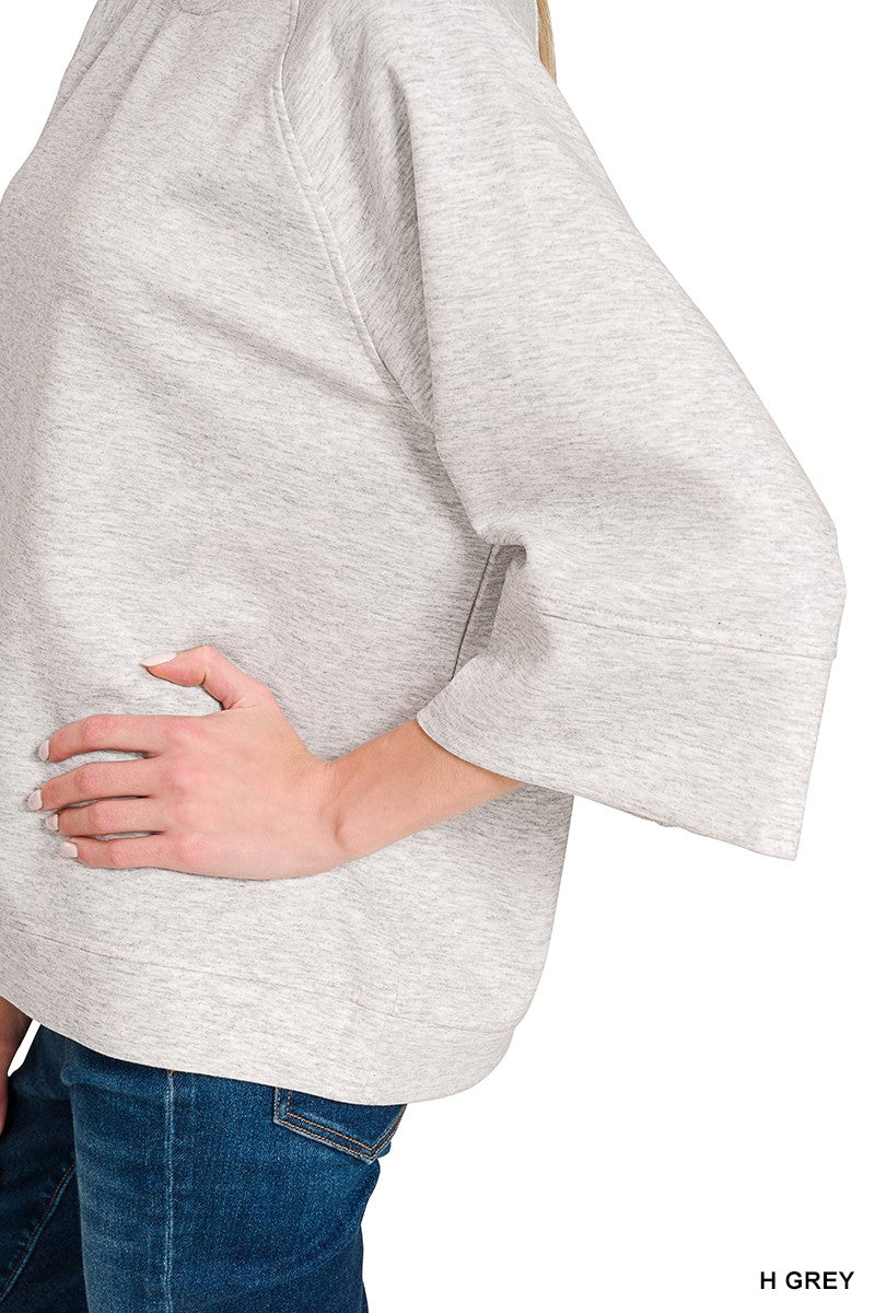 Zenana Scuba 3/4 Sleeve Pullover
