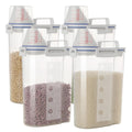 5.5 Lbs Rice Airtight Dry Food Storage Container Set of 4 Rice Storage Bin Cereal Containers Dispenser Thicken Plastic Clear Food Storage Box with Pouring Spout Measring Cup for Grain Flour Snacks