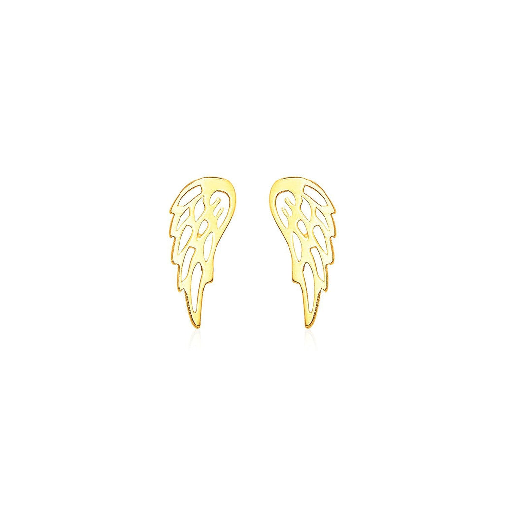 14k Yellow Gold Polished Wing Post Earrings