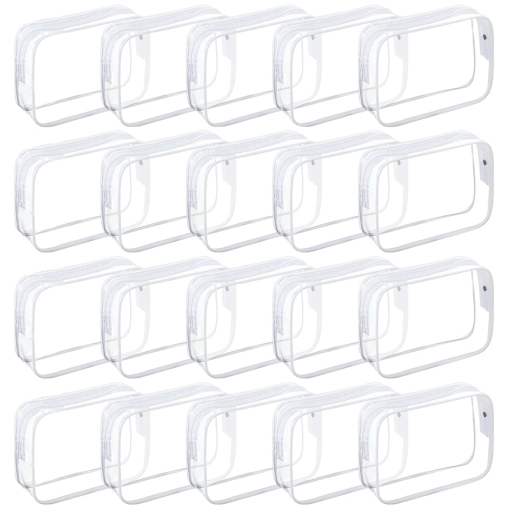 20 Packs Clear Cosmetics Bags for Women Men Waterproof Toiletry Bags PVC Makeup Bags Organizer Case with Zipper for Travel Bathroom (White)