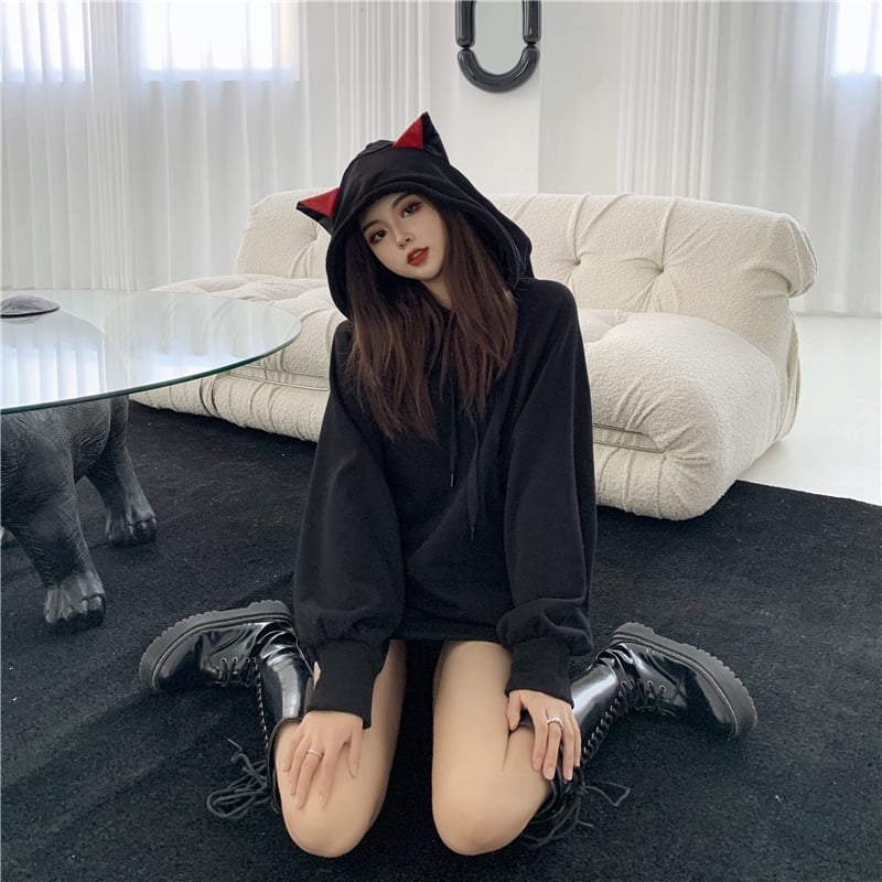 Women's Cat Ear Fleece Hoodie Jacket with Long Sleeves