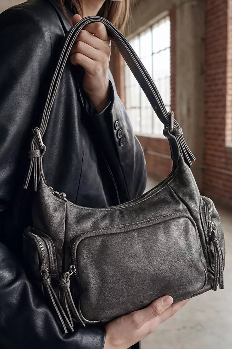 Fame Multi Pocket Leather Shoulder Bag