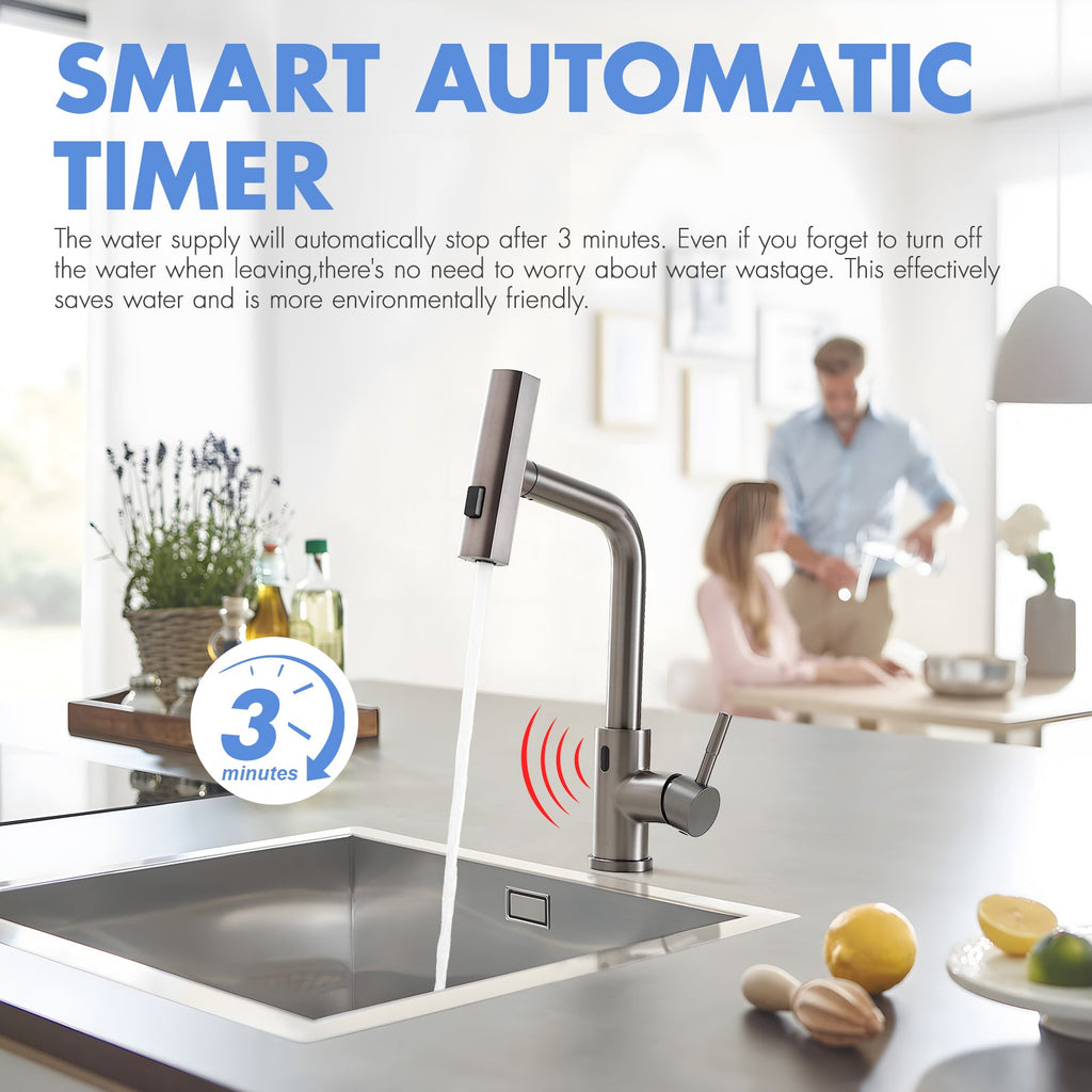 Touchless Kitchen Faucet, Hands Free Automatic Smart Kitchen Faucet, Stainless Steel Touchless Kitchen Faucet