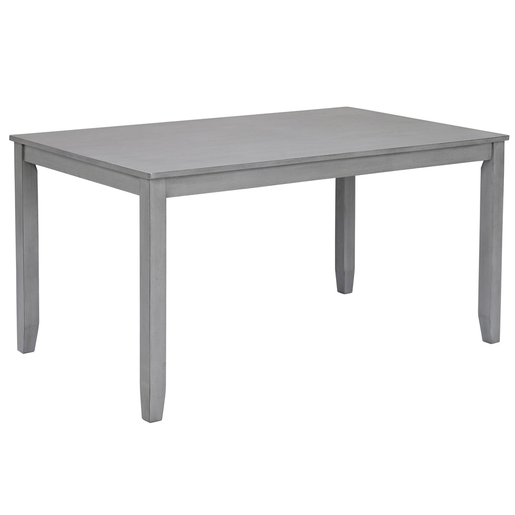 6PCs Kitchen Dining Set, Rectangular Wooden Dining Table with 4 Upholstered Chairs and a Bench, Dining Table Set for 6 People, Living Room, Home Bar and Kitchen, Gray