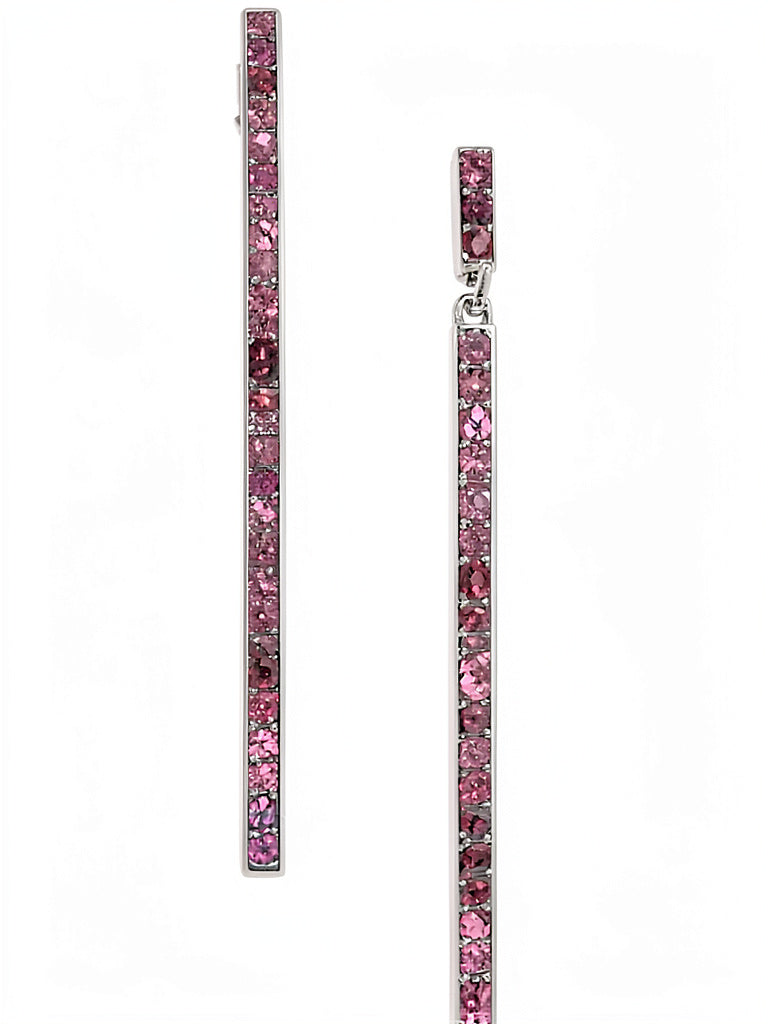 International Concepts Hematite-Tone Pave Stick Linear Drop Earrings