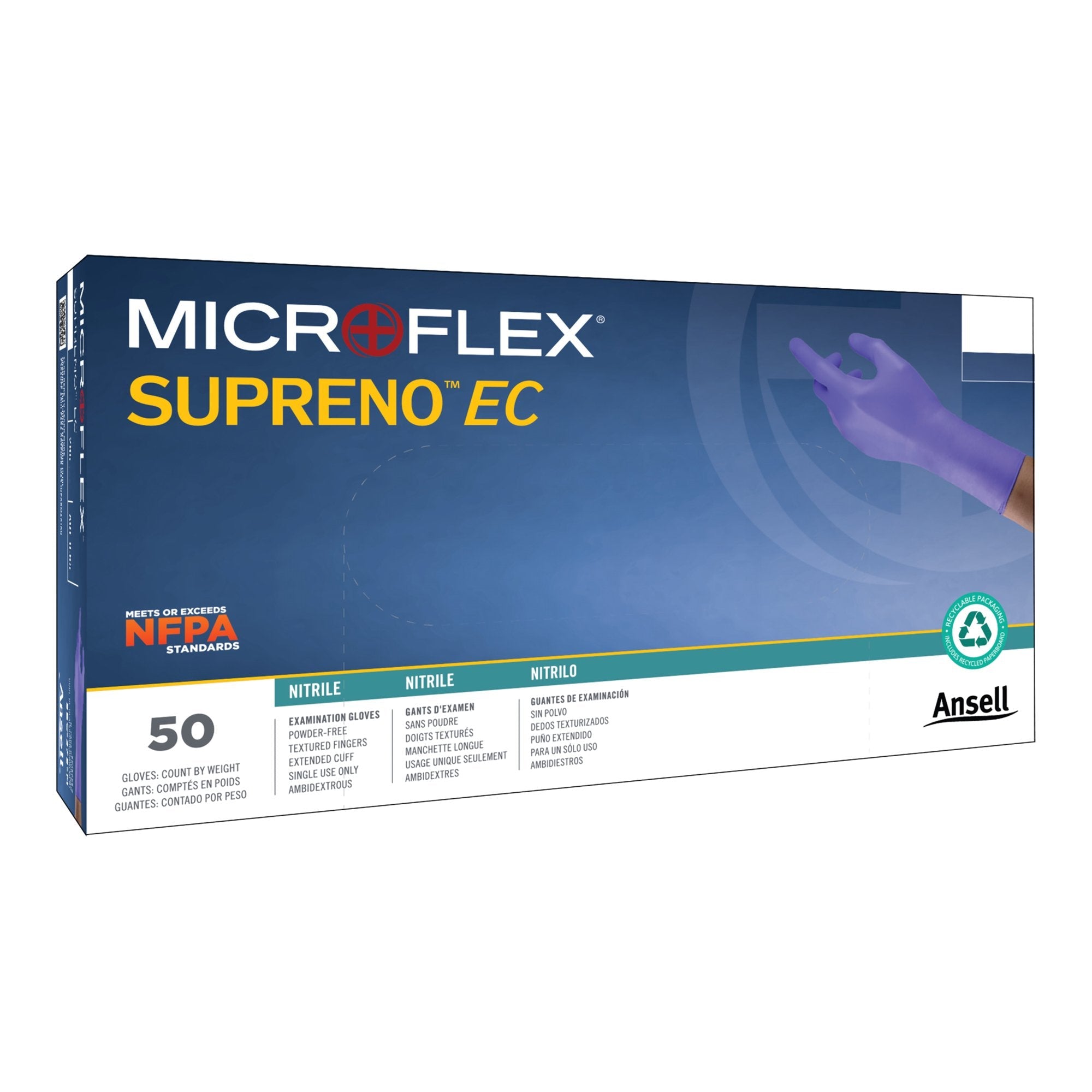 Supreno® EC Nitrile Extended Cuff Length Exam Glove, Extra Large, Blue SEC-375-XL